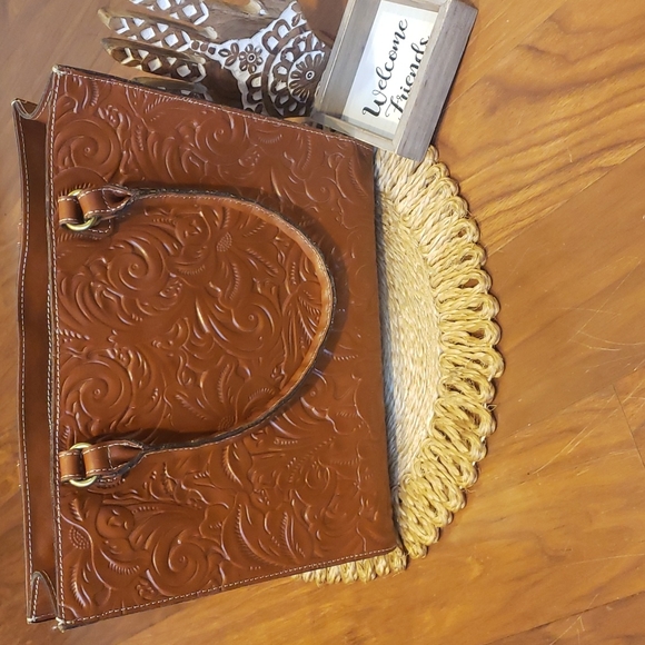 Patricia Nash Tooled Collection Zancona Rich Leather Tote Shopper Shoulder Bag - Picture 2 of 10